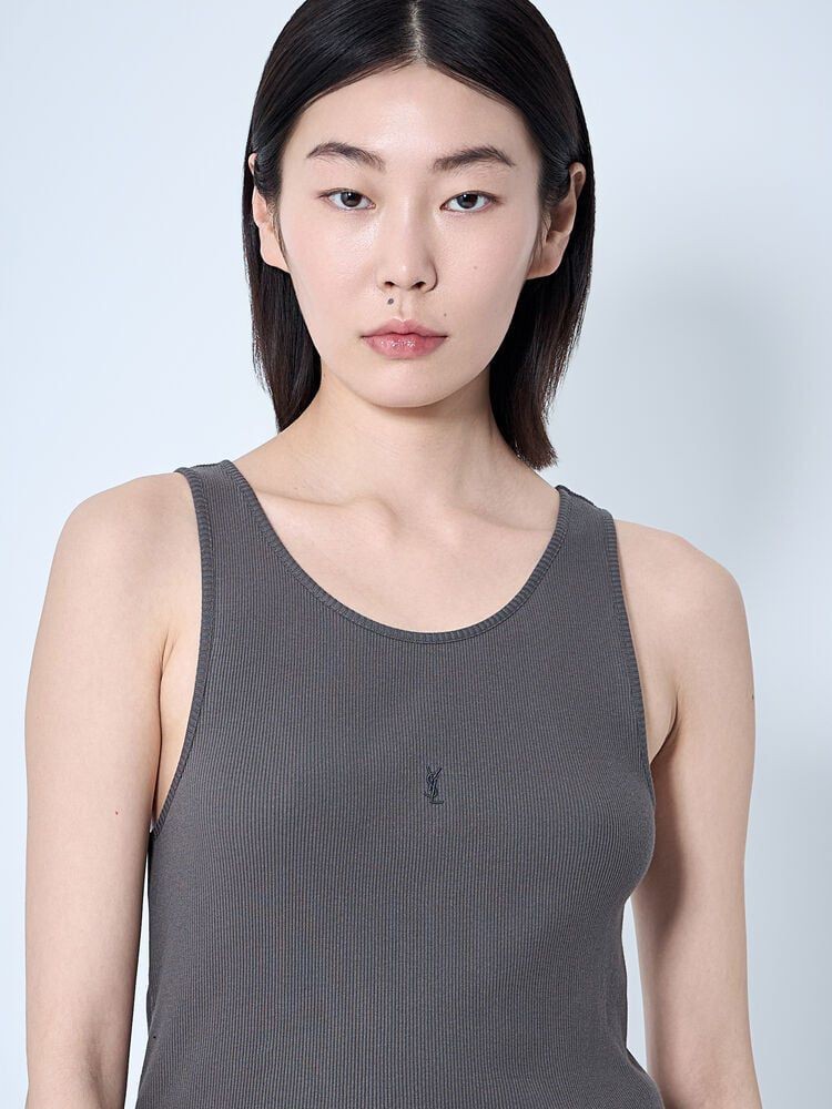 Saint Laurent Cassandre-embroidered Tank Top