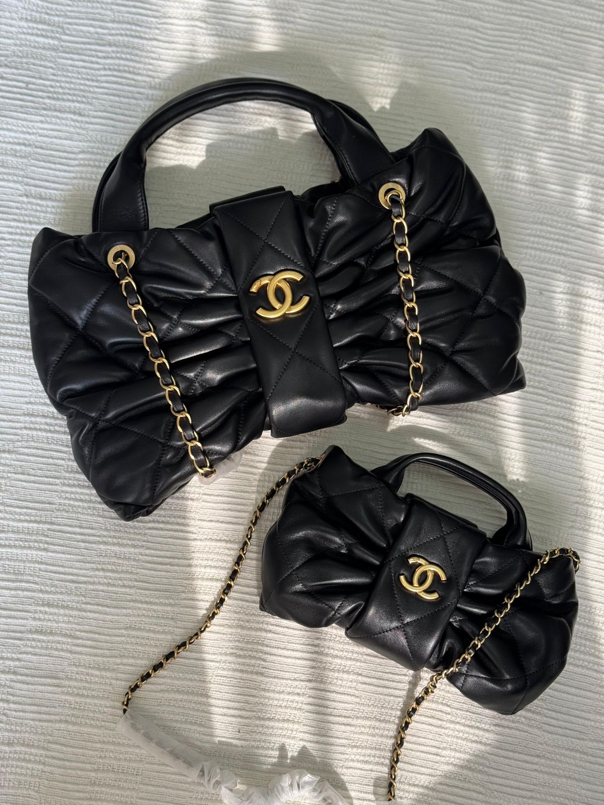 Chanel Bow Top Handle Bag – Black Gold Hardware – Mini & Medium Sizes