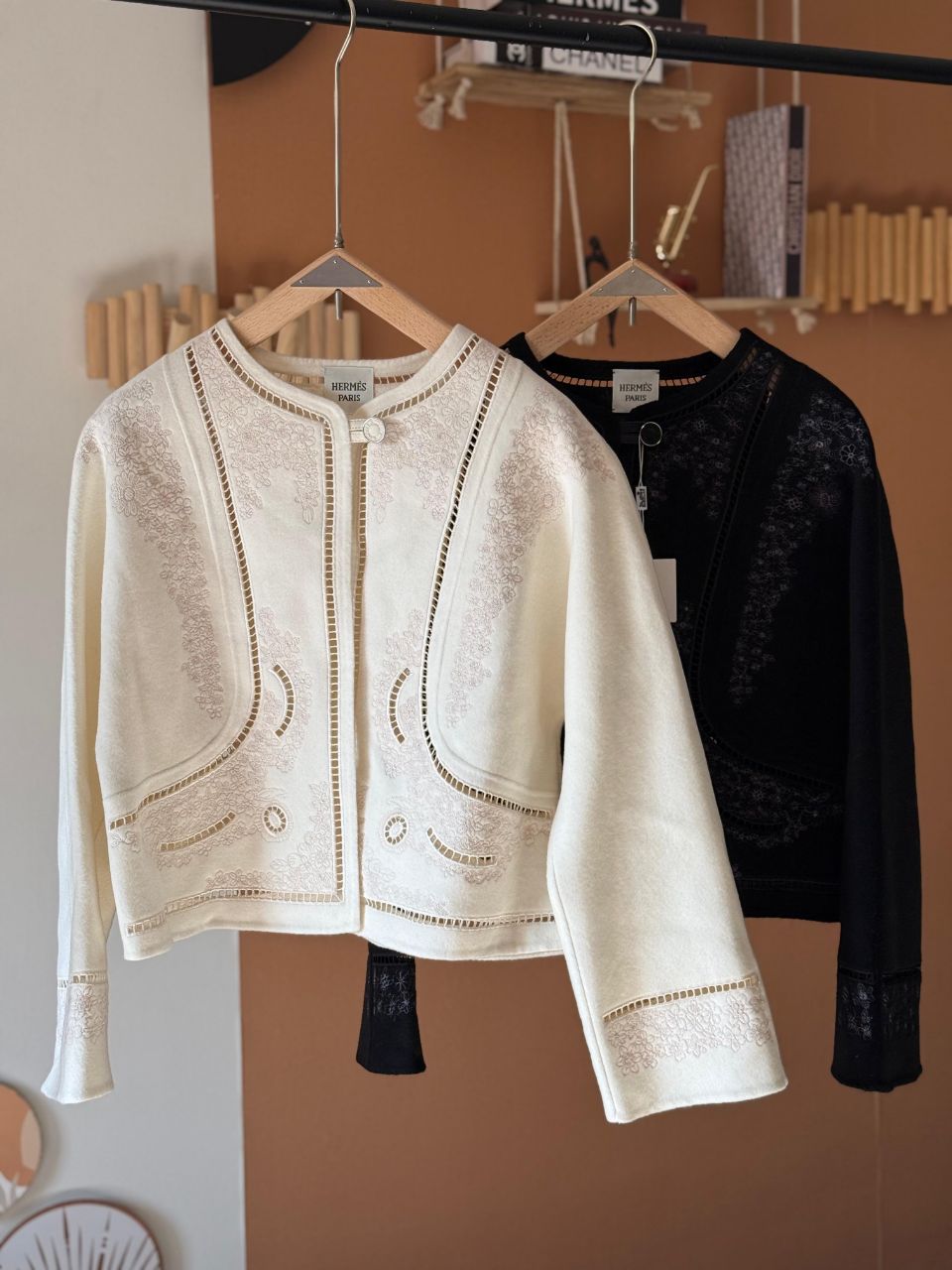 Hermès Embroidered Wool Jacket with Signature Button Detail