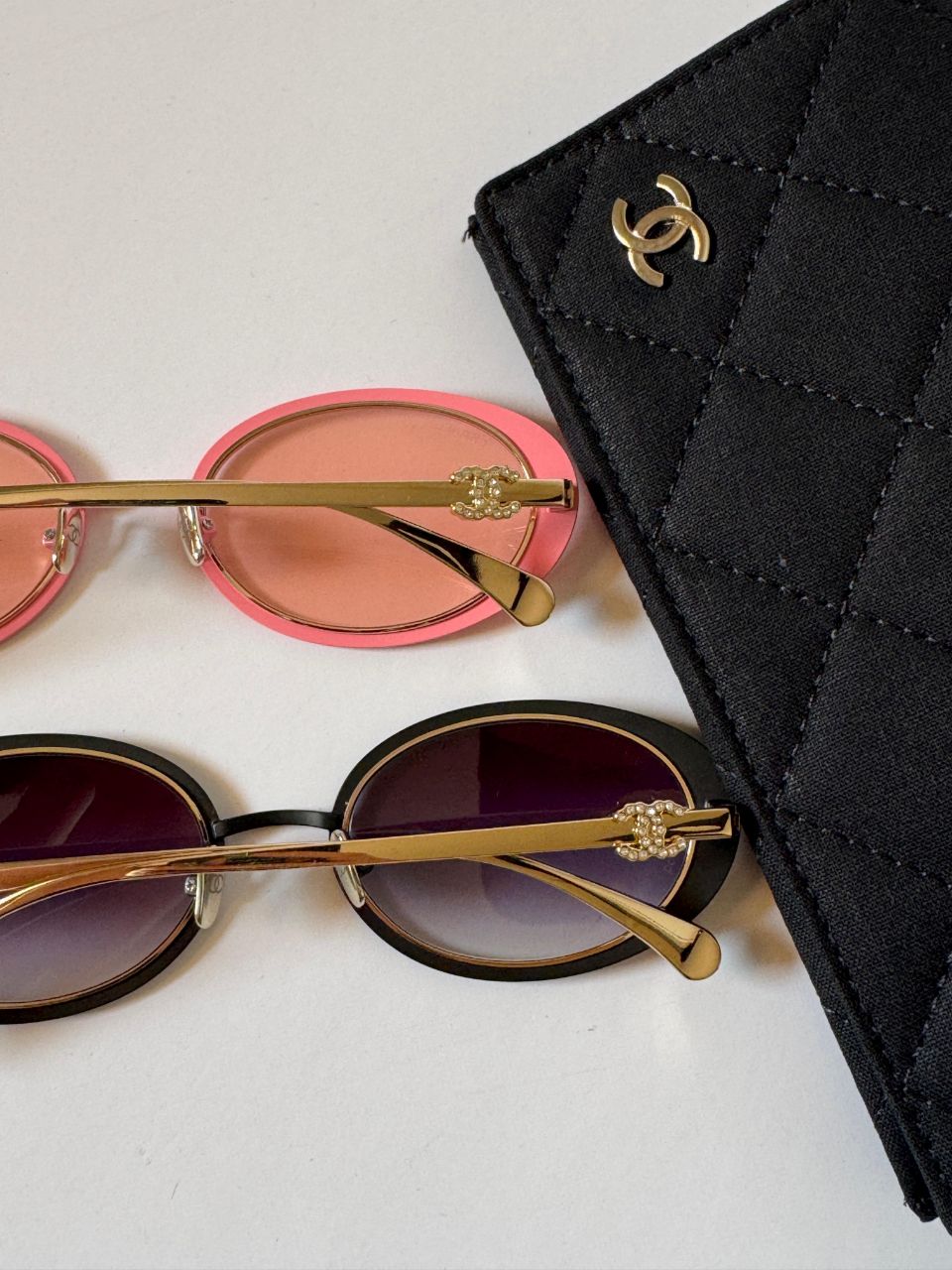 Chanel Soft Oval Sunglasses with Pink Frame and Gold Temples