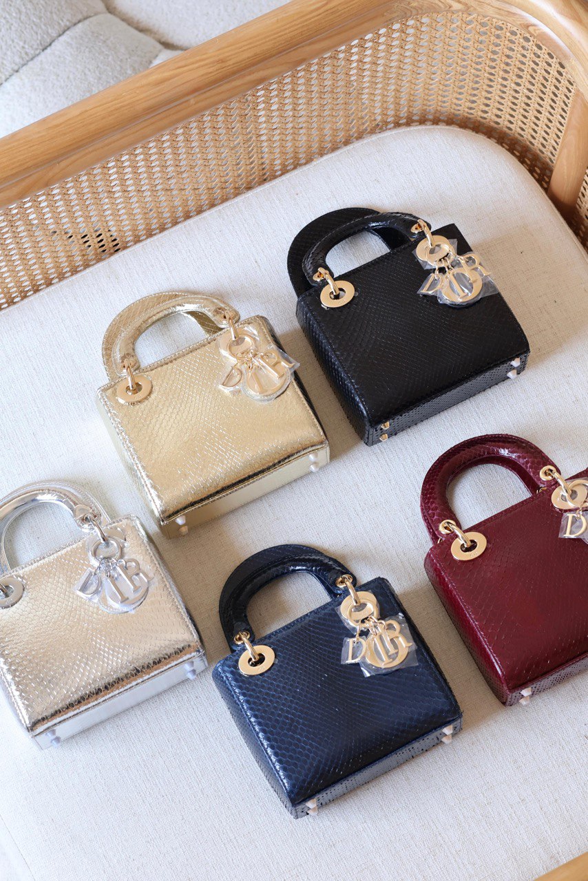 Dior Mini Lady Top Handle Bag Exotic Leather